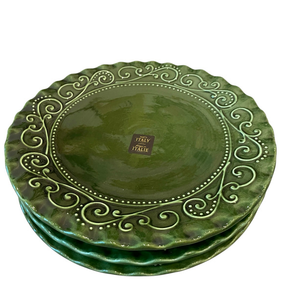 Maioliche Jessica Made in Italy Christmas Dinner Plates 11" Set 4 Holiday Green - Picture 4 of 16